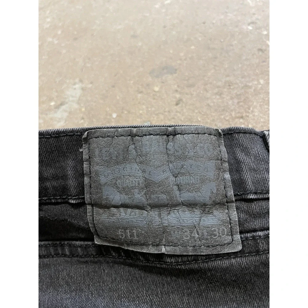 Levis 511‎ Jeans Mens 34x30 Black Denim Slim Fit Tapered Leg Zip Fly Waterless